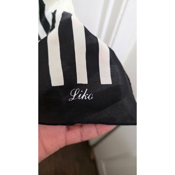 Vintage Liko Abstract Patterned Scarf Stripes & Geometric Design Size 30 x 30 - Picture 3 of 4